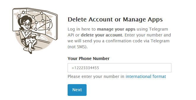 حذف اکانت تلگرام با شماره تلفن